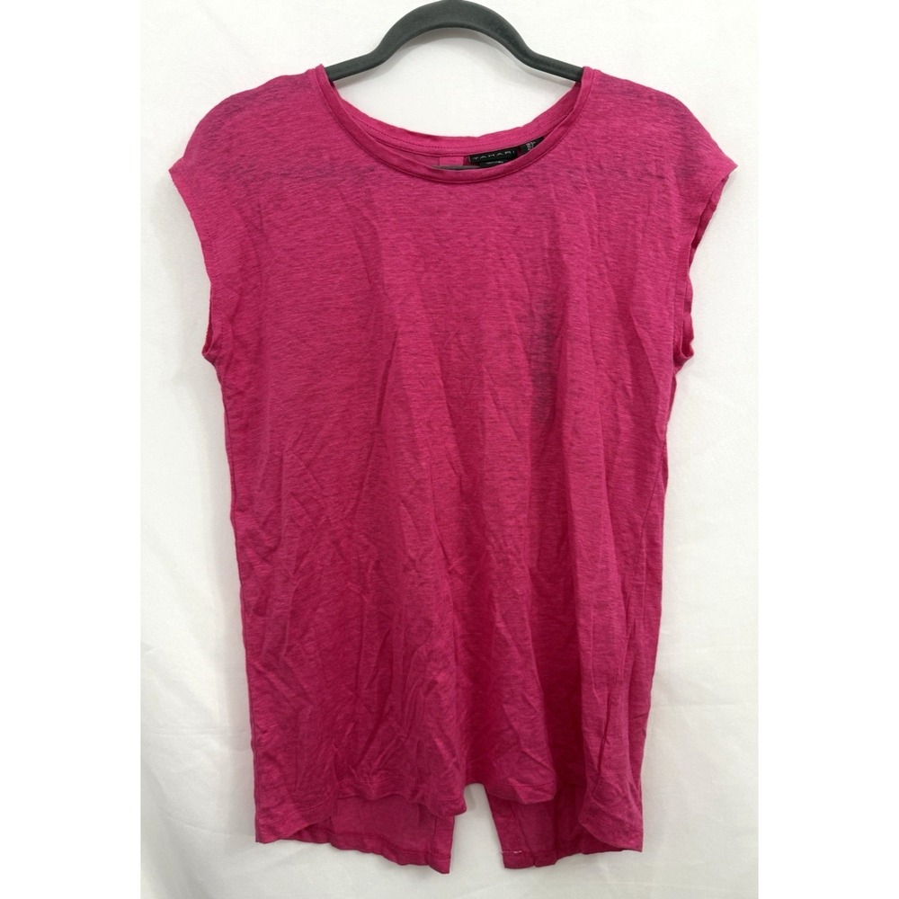 NWT Tahari Pink 100% Linen Top Button Back Womens Size S Lightweight